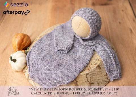 Lilac long sleeve romper and bonnet set - newborn