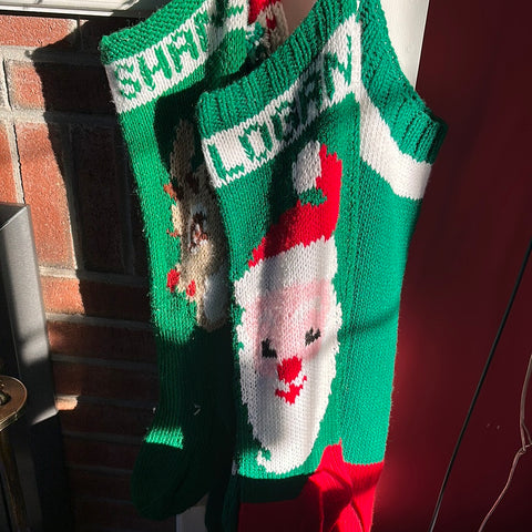 Hand knit character Christmas Stocking