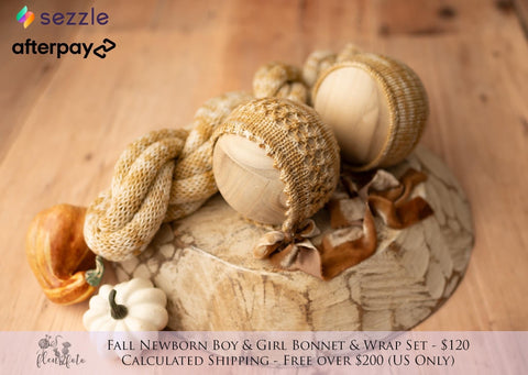 Boy/girl Fall bonnets & wrap set