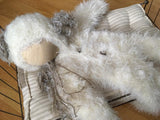 Panda Bear Furry Bonnet & Footed Romper Set - FleurFotoKnits