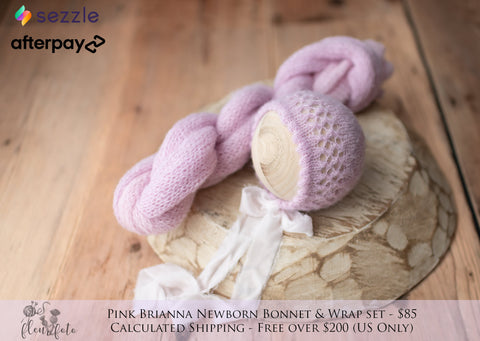 Brianna newborn bonnet with wrap - baby pink