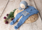 Footed Long-Sleeve Romper with matching bonnet set - FleurFotoKnits